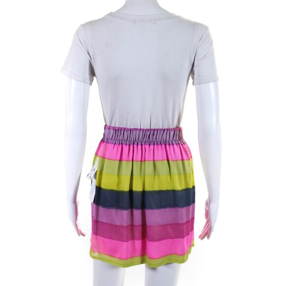 Ellelauri Womens Silk Chiffon Striped Mini Skirt Multicolor Size S - Picture 3 of 6
